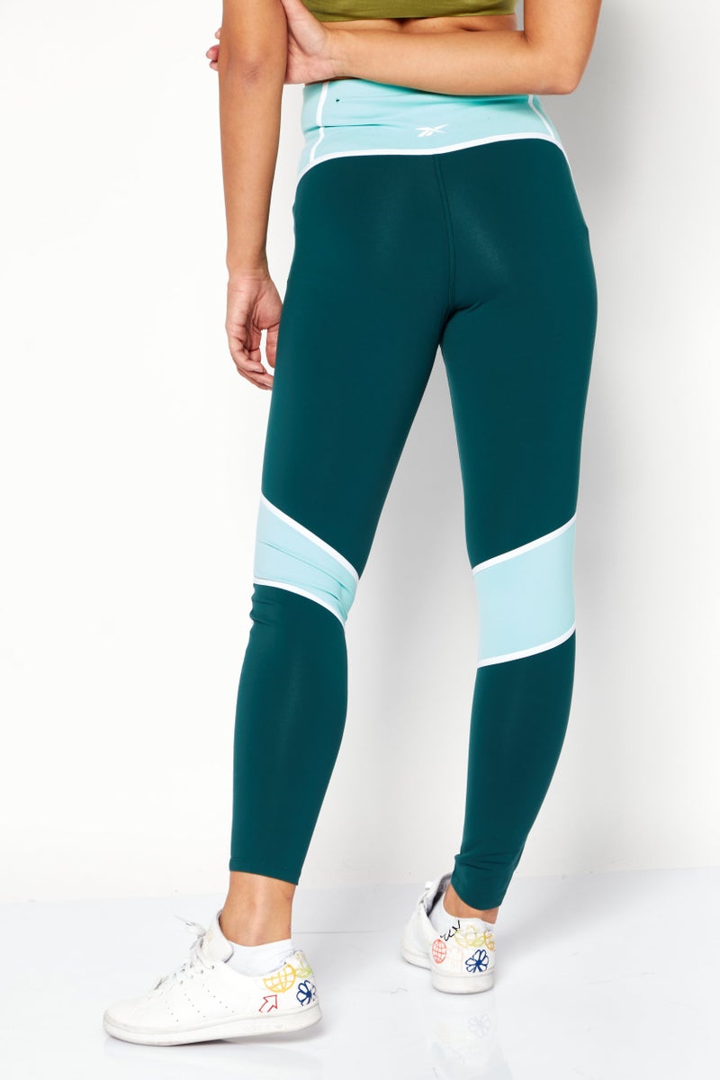 Reebok Women Sportswear Fit Brand Logo Training Tights, Green - Image 2