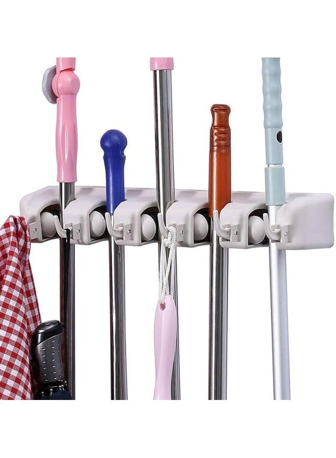 ELTRAZONE "Wall-Mounted Broom and Mop Holder: 5-Slot Organizer with 6 Hooks for Optimal Storage" - Image 3