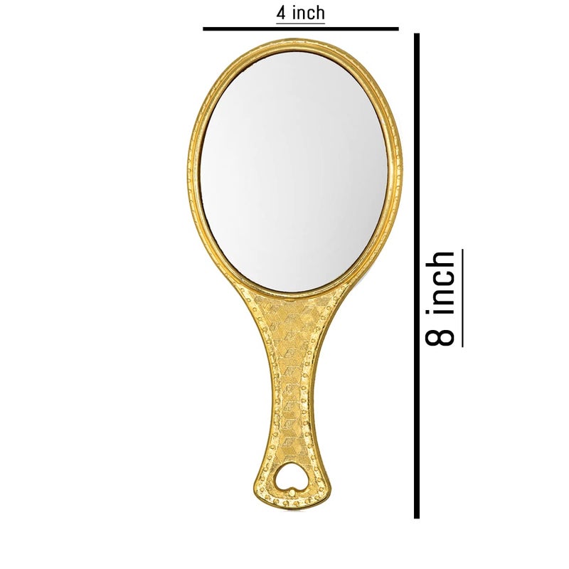 Victor Enterprises Victor Enterprises Portable Personal Makeup Plastic Oval Hand Mirror with Handle Gold 4 Inch - Image 5