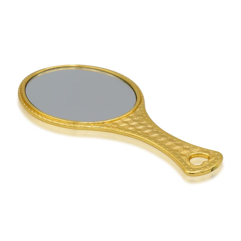 Victor Enterprises Victor Enterprises Portable Personal Makeup Plastic Oval Hand Mirror with Handle Gold 4 Inch - Image 4