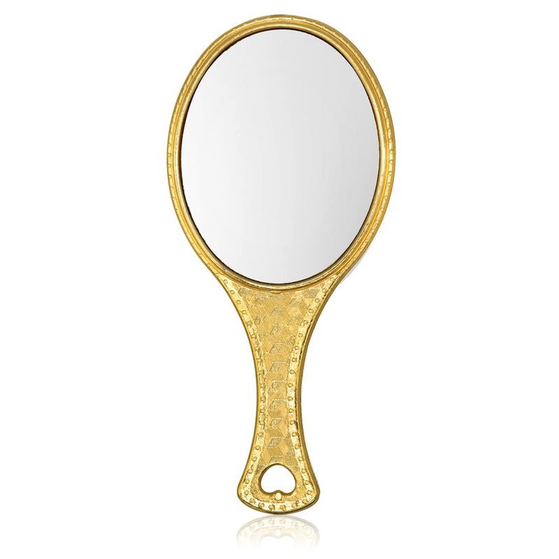 Victor Enterprises Victor Enterprises Portable Personal Makeup Plastic Oval Hand Mirror with Handle Gold 4 Inch - Image 3