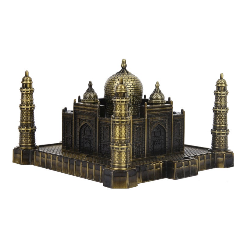 Miniature Taj Mahal Model: Vintage Textured Alloy Sculpture - Exquisite Durable Workmanship - Stylish Architectural Replica for Home Office Decor and Collectors - Image 4