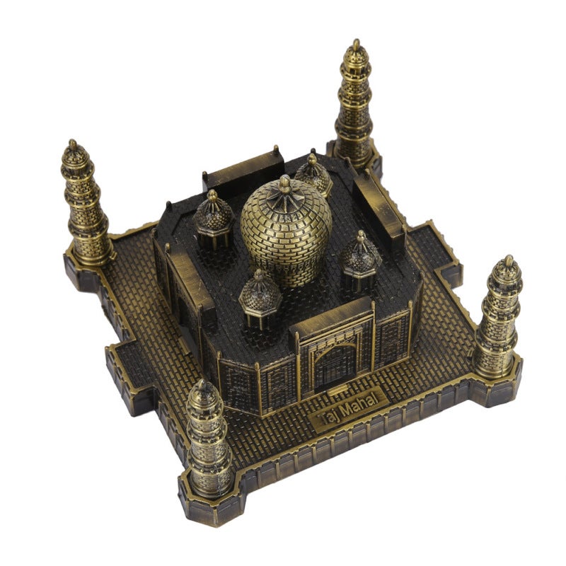 Miniature Taj Mahal Model: Vintage Textured Alloy Sculpture - Exquisite Durable Workmanship - Stylish Architectural Replica for Home Office Decor and Collectors - Image 5