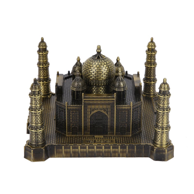 Miniature Taj Mahal Model: Vintage Textured Alloy Sculpture - Exquisite Durable Workmanship - Stylish Architectural Replica for Home Office Decor and Collectors - Image 1