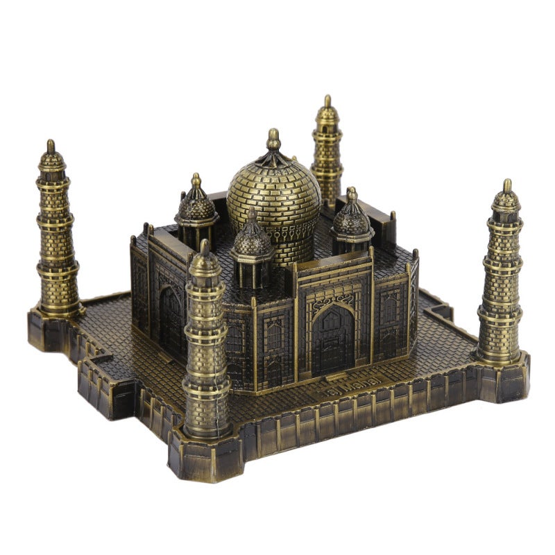 Miniature Taj Mahal Model: Vintage Textured Alloy Sculpture - Exquisite Durable Workmanship - Stylish Architectural Replica for Home Office Decor and Collectors - Image 2