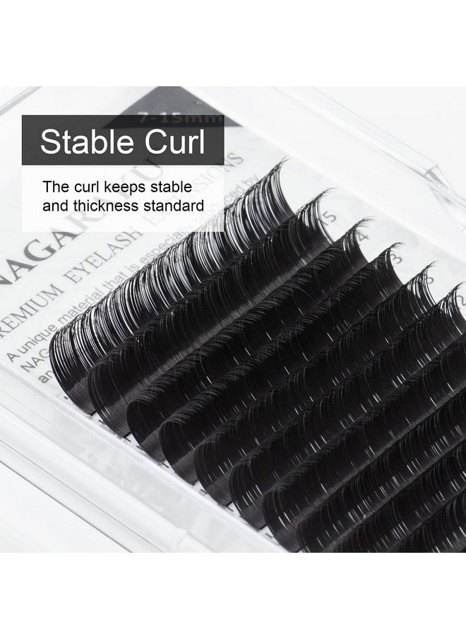 NAGARAKU Eyelash Extensions Individual Lashes 0.07Mm C Curl 7 15Mm Mix Tray Classic Matte Black Soft Natural Faux Mink 16 Rows  - Image 4