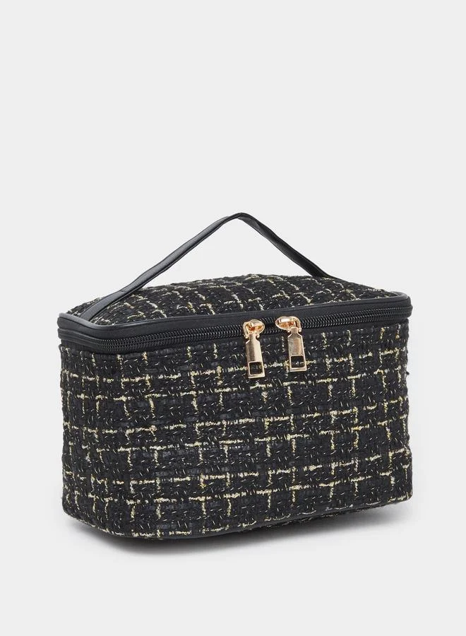 ستايلي Styli Women Black Tweed Design Washbag