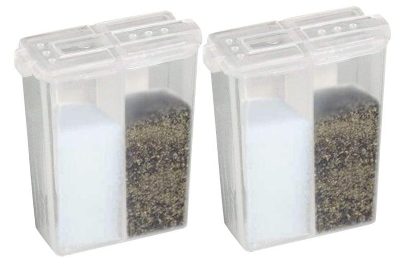 Home-X Mini Salt and Pepper Shakers - Dishwasher Safe, Clear Plastic Set of 2 Travel Shakers with Lids - Image 1