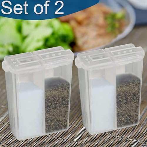 Home-X Mini Salt and Pepper Shakers - Dishwasher Safe, Clear Plastic Set of 2 Travel Shakers with Lids - Image 2