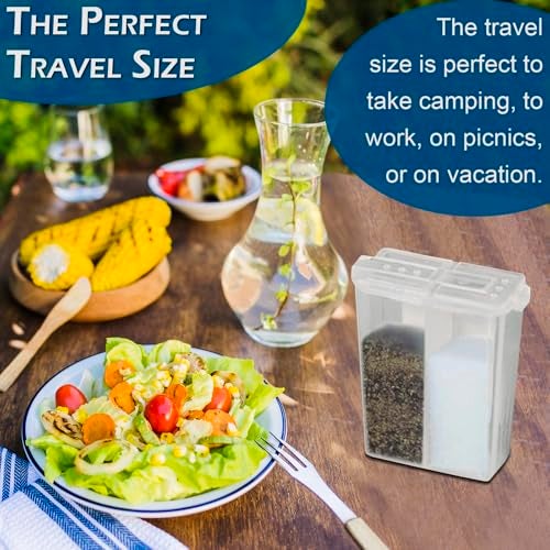 Home-X Mini Salt and Pepper Shakers - Dishwasher Safe, Clear Plastic Set of 2 Travel Shakers with Lids - Image 3