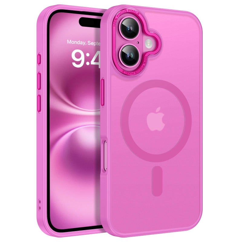 BENTOBEN حافظة BENTOBEN المتوافقة مع iPhone 16 Plus لهاتف iPhone 16 Plus المغناطيسي [متوافقة مع Magsafe] نحيفة شفافة غير لامعة مقاومة للصدمات مع حماية من السقوط للفتيات والنساء والأولاد، جديدة باللون الوردي - Image 1