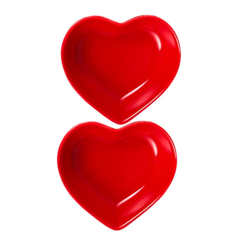 Heart Shaped Ceramic Sauce Plate Dipping Bowls Set Of 2 For Sushi Condiments - Image 2