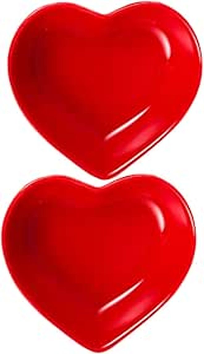 Heart Shaped Ceramic Sauce Plate Dipping Bowls Set Of 2 For Sushi Condiments - Image 1