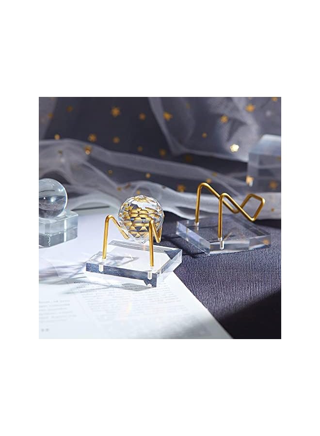The Bros Acrylic Display Stand, 5x5x4cm Gold Arms Display Clear Polished Jewelry Display Stand Ring Showcase Display Holder Base, Small Mineral Crystal Display Stand for Gemstone Decor Collectible (2Pcs)  - Image 4
