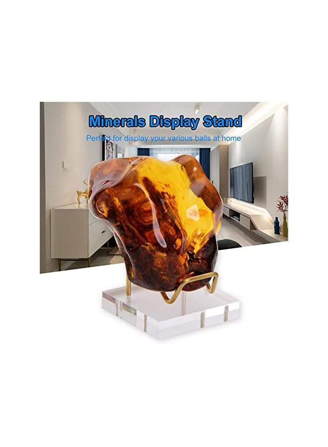 The Bros Acrylic Display Stand, 5x5x4cm Gold Arms Display Clear Polished Jewelry Display Stand Ring Showcase Display Holder Base, Small Mineral Crystal Display Stand for Gemstone Decor Collectible (2Pcs)  - Image 3