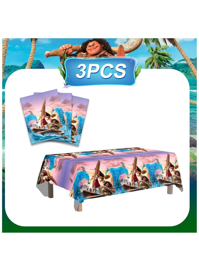 FRUITFUL PARTY 274cm*137cm Moana Party Tablecloths, 3pcs Moana Table Cover 107.9"x 53.9" Moana Birthday Party Decoration Supplies - Image 2