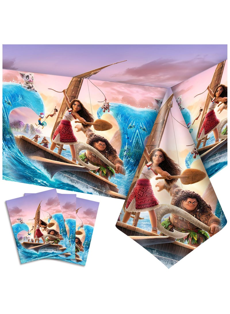 FRUITFUL PARTY 274cm*137cm Moana Party Tablecloths, 3pcs Moana Table Cover 107.9"x 53.9" Moana Birthday Party Decoration Supplies - Image 1