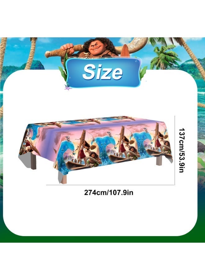 FRUITFUL PARTY 274cm*137cm Moana Party Tablecloths, 3pcs Moana Table Cover 107.9"x 53.9" Moana Birthday Party Decoration Supplies - Image 3