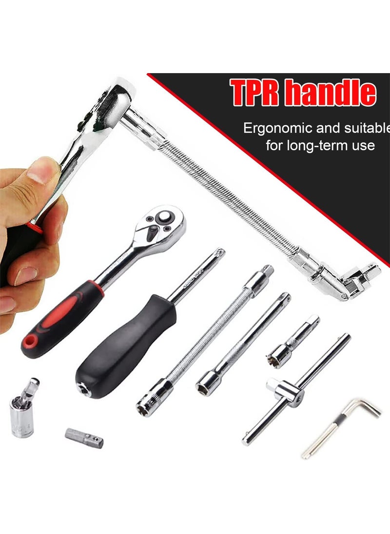 DIPDEY DIPDEY 46 In 1 Pcs Tool Kit Screwdriver and Socket SetHand Tool Kit Wrench Set Multi Purpose Combination Tool Case Precision Socket SetScrewdriver Car Tool Kit Set  - Image 5