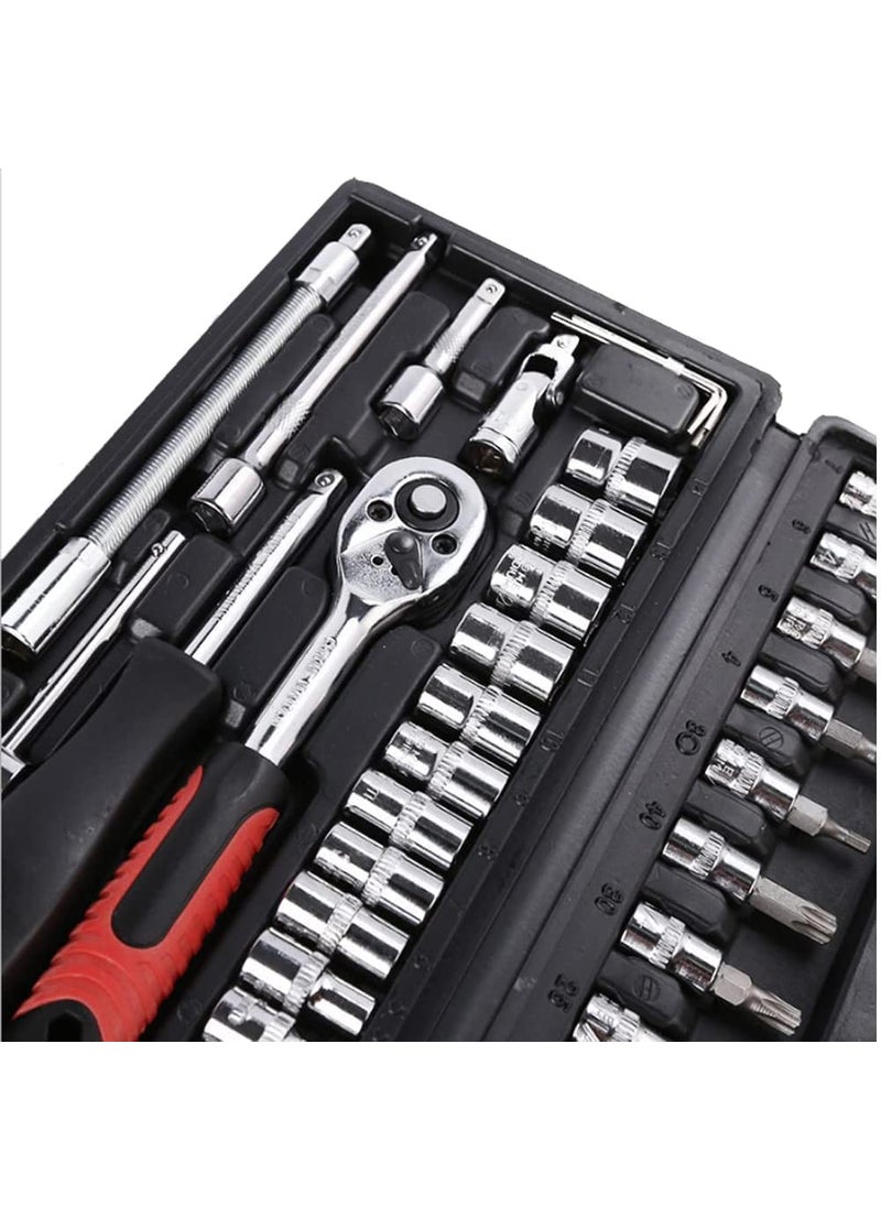 DIPDEY DIPDEY 46 In 1 Pcs Tool Kit Screwdriver and Socket SetHand Tool Kit Wrench Set Multi Purpose Combination Tool Case Precision Socket SetScrewdriver Car Tool Kit Set  - Image 4
