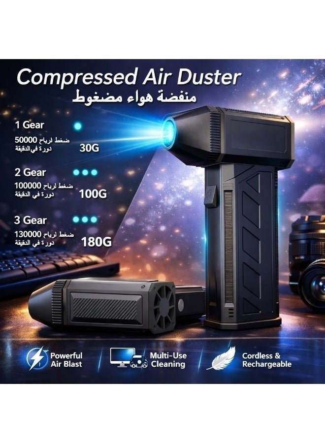 YD Electric Air Duster, Cordless Compressed Air Blower with 35m/s Turbo Jet Fan, USB-C Rechargeable for PC Keyboard Car Dust & Pet Hair - Image 2