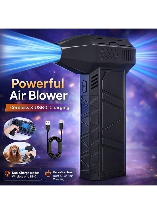 YD Electric Air Duster, Cordless Compressed Air Blower with 35m/s Turbo Jet Fan, USB-C Rechargeable for PC Keyboard Car Dust & Pet Hair - Image 1