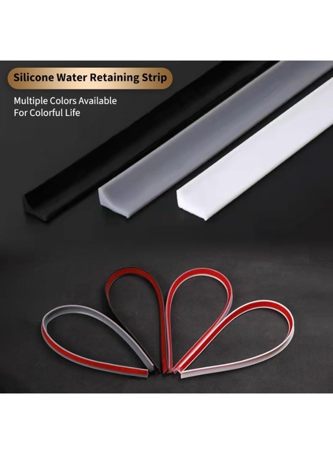 Silicone Water Retaining Strip, Collapsible Shower Threshold Water Dam, Bendable Waterproof Shower Water Blocking Strips, Bath Shower Barrier Retainer Seal Strip (Black) - Image 3