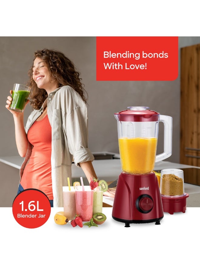 Sanford 2-in-1 Blender & Grinder, 400W Powerful Motor, 1.6L Blender Jar, 50g Dry Mill, Food-Grade Blades, Overheat Protection 1.6 L 400 W SF6817BR BS Black - Image 2
