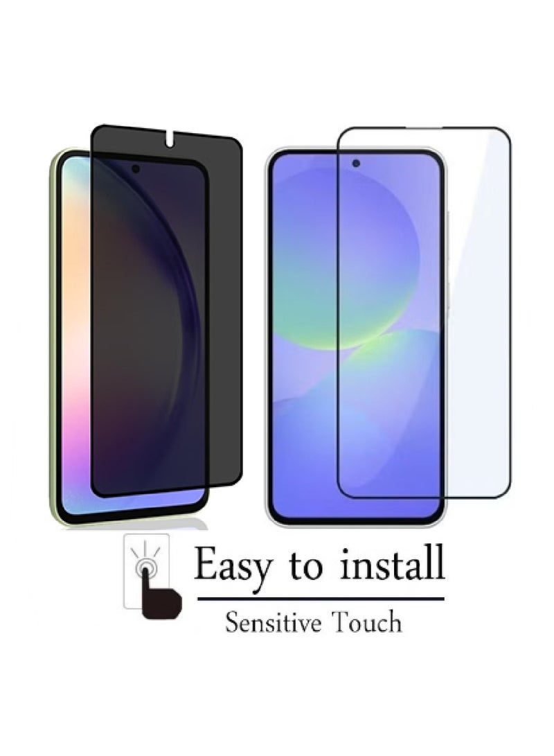 م ة ب م جراب سامسونج جالاكسي A56 مغناطيسي شفاف بحلقة رمادية مع واقي شاشة للخصوصية وزجاج مقوى، عبوة من 3 قطع - Image 3