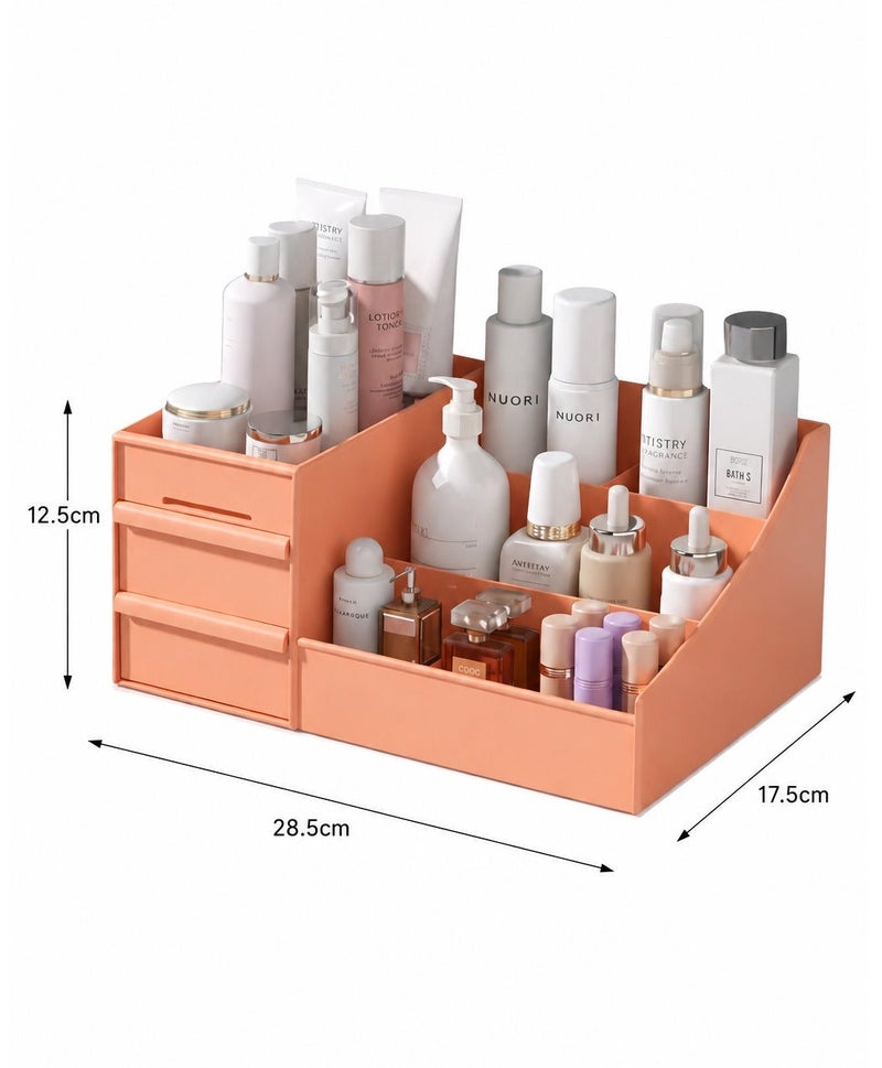 O2. Makeup Organizer with 2 Drawers and 7 Compartments, PP Cosmetic Storage Box for Skincare, Perfume, Lipstick, Jewelry and Stationery, Vanity Countertop Organizer - Image 2