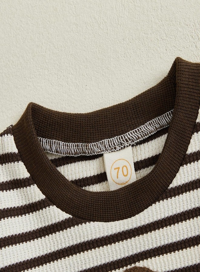 Mubineo Toddler Baby Boy Clothes Football Outfits Girl Long Sleeve Sweatshirt Pant Set Infant Fall Winter Newborn Outfit (Brown, 0-6 Months) - Image 5
