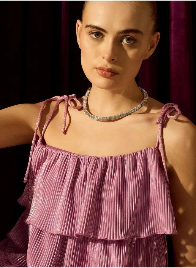 Kassually Plisse Ruffled Top and Wide Leg Pants Co-Ords by Styli