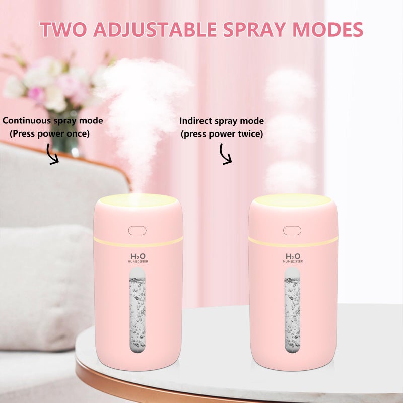 Lisacool Small Humidifier,Portable Mini Humidifier for Bedroom,Office, Car,Travel with Night Light, Auto Shut-Off,Super Quiet (Pink) - Image 3