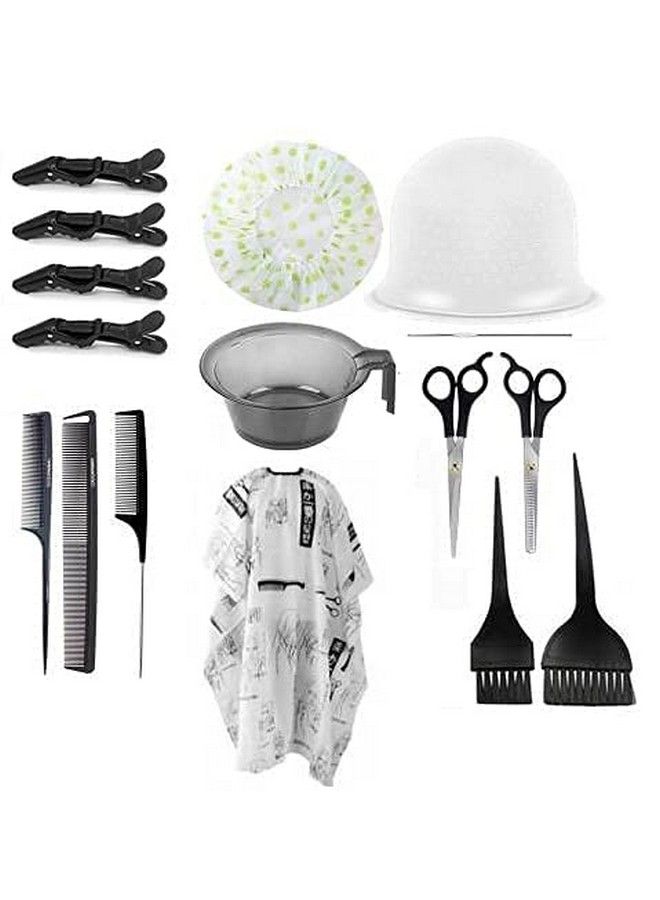 TWIREY Home And Professional Beauty Makeup Hair Cutting Scissors Apron Combs Hair Color Dye Brushes Bowl For Hair Color Salon Hair Clips Hair Treatment Kit Combosilicone Highlighting Cap - Image 2