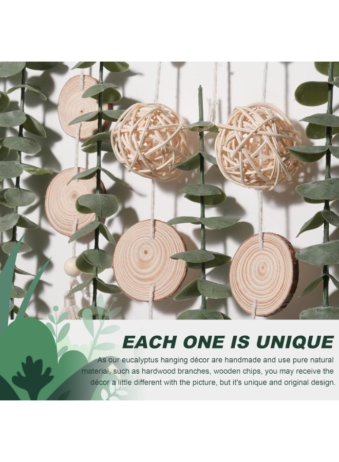 NANAO ديكور حمام بوهيمي زينة حائط من الأوكاليبتوس الاصطناعي أوراق خضراء مزيفة نباتات كرة منسوجة على عصا بطول 16.5 بوصة ديكورات ريفية طبيعية لغرفة النوم والمطبخ والحضانة والمكتب - Image 2