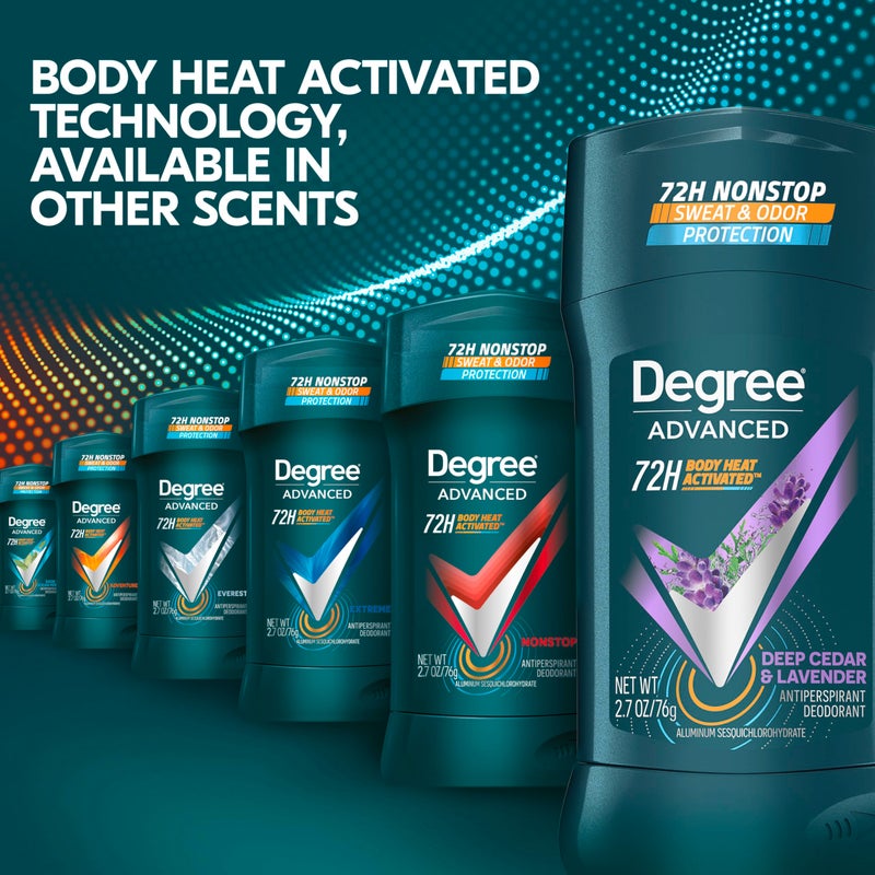 Degree Men Antiperspirant Deodorant Stick Deep Cedar & Lavender 4 Count 72-Hour Sweat and Odor Protection Deodorant for Men With Body Heat Activated Technology 2.7 oz - Image 5