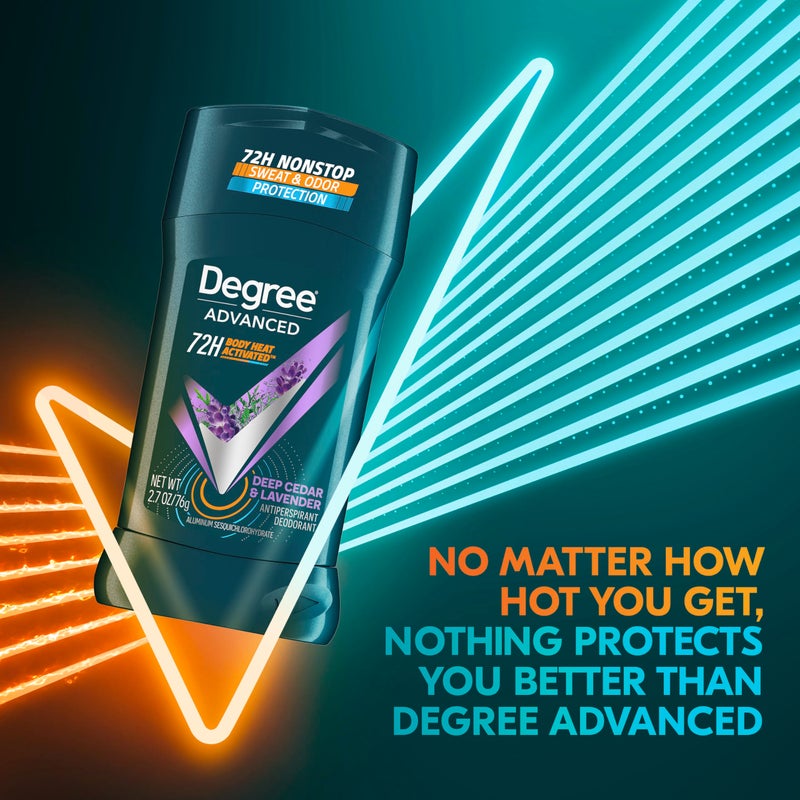 Degree Men Antiperspirant Deodorant Stick Deep Cedar & Lavender 4 Count 72-Hour Sweat and Odor Protection Deodorant for Men With Body Heat Activated Technology 2.7 oz - Image 2