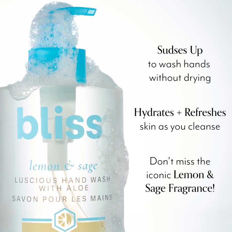 Bliss Lemon & Sage Luscious Hand Wash with Aloe â€“ Hydrating, Refreshing Hand Soap with Coconut Oil & Vitamin B5 â€“ Gently Cleanses Without Drying â€“ 12.14 fl oz - Image 2