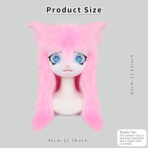 SMILETERNITY SMILETERNIT Animal Head Cat Fursuit Cut Mask Halloween Masquerade Cosplay Costume Props Pink - Image 4