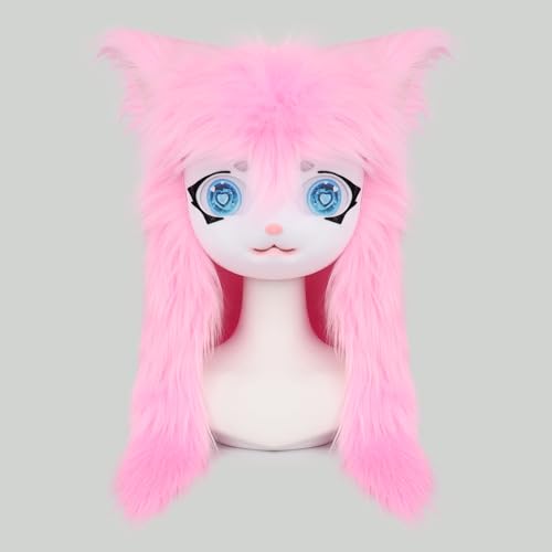 SMILETERNITY SMILETERNIT Animal Head Cat Fursuit Cut Mask Halloween Masquerade Cosplay Costume Props Pink - Image 2