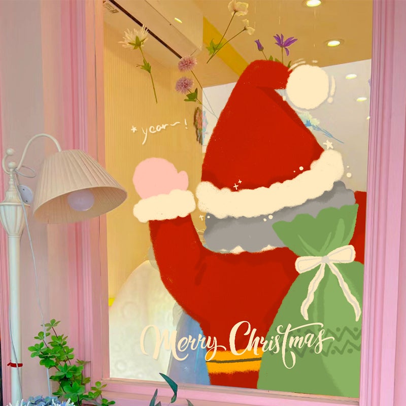 2026 New Year Christmas Santa Claus Electrostatic Stickers Door Stickers Window Flowers Window Glass Decoration Window Stickers - Image 2