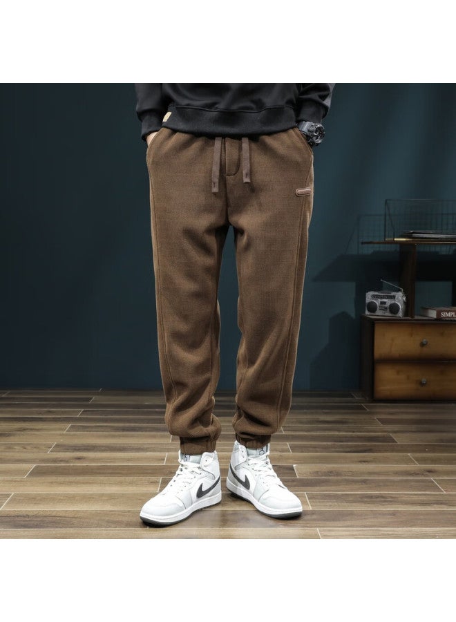 Dingfengbaoluo Men's Spring Casual Corduroy Pants American Style Elastic Cuffs Trendy Comfortable Snow Neil K901 Coffee 4XL - Image 2