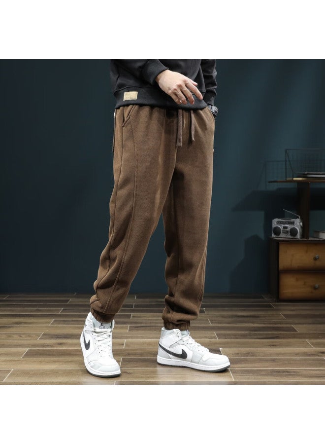 Dingfengbaoluo Men's Spring Casual Corduroy Pants American Style Elastic Cuffs Trendy Comfortable Snow Neil K901 Coffee 4XL - Image 3