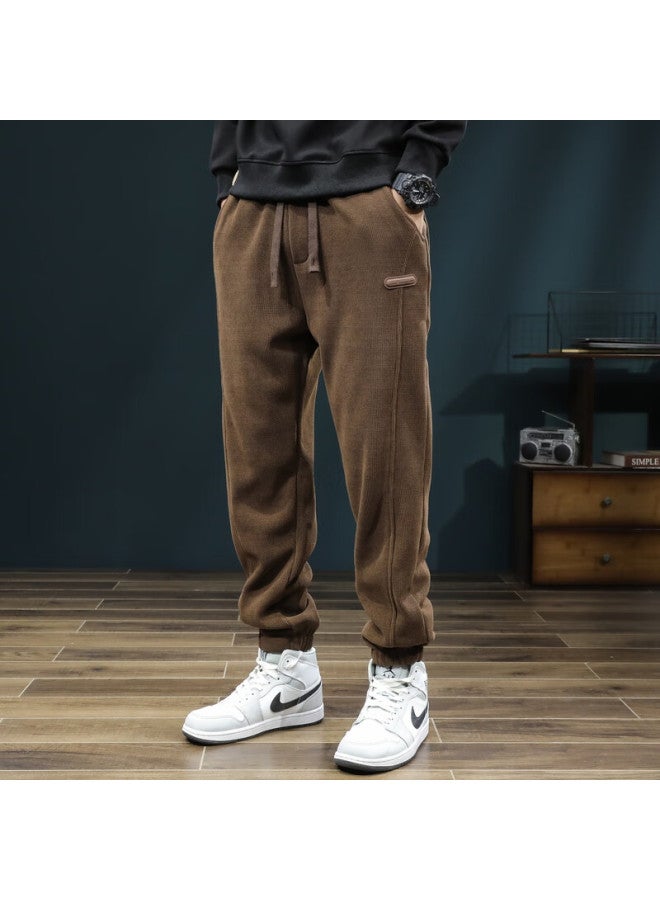 Dingfengbaoluo Men's Spring Casual Corduroy Pants American Style Elastic Cuffs Trendy Comfortable Snow Neil K901 Coffee 4XL - Image 4