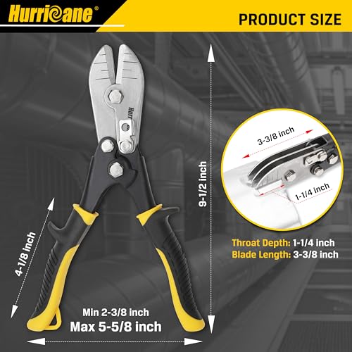 HURRICANE 5 Blade Sheet Metal Crimper HVAC Crimping Tool for Ductwork Downspouts Stove Pipes 912 inch HeavyDuty Hand Crimper with Safety Lock 5Blade Sheet Metal Crimpers Tool - Image 3