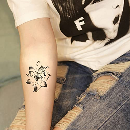 Oottati Small Cute Temporary Tattoo Lotus Lotus Flower (Set of 2) - Image 3