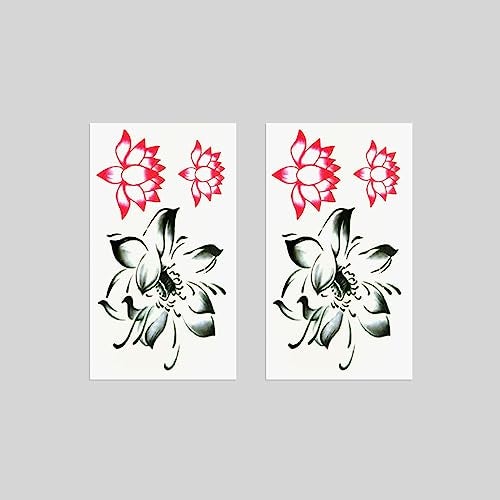 Oottati Small Cute Temporary Tattoo Lotus Lotus Flower (Set of 2) - Image 4
