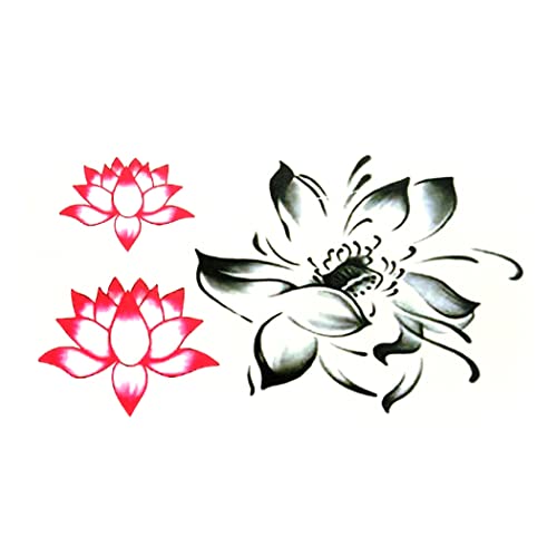 Oottati Small Cute Temporary Tattoo Lotus Lotus Flower (Set of 2) - Image 2