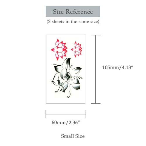 Oottati Small Cute Temporary Tattoo Lotus Lotus Flower (Set of 2) - Image 5