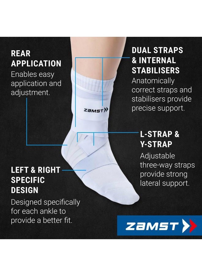 Zamst A1 White Ankle Brace for Sports - Breathable Sports Ankle Support for Men and Women with Adjustable Three Way Straps for Moderate Lateral Ankle Sprain - Left, Medium - Image 3